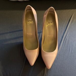 Christian Louboutin Pale Pink nude Patent Pointed-Toe pumps